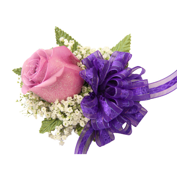 Single Purple Rose Wrist Corsage