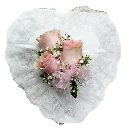 Satin Heart Blush Casket Pillow