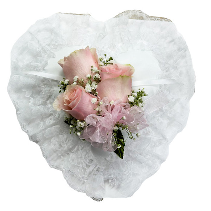 Satin Heart Blush Casket Pillow