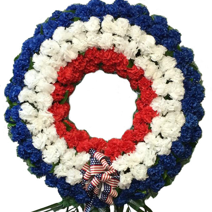 Artificial Red, White and Blue Wreath
