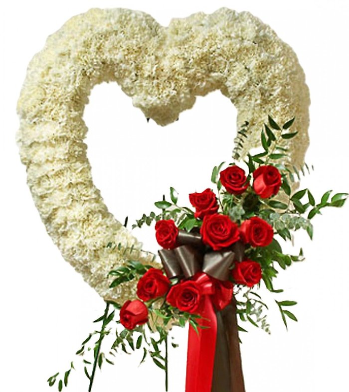 Deluxe White and Red Hollow Heart