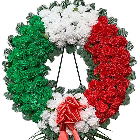 Artificial Green, White & Red Wreath