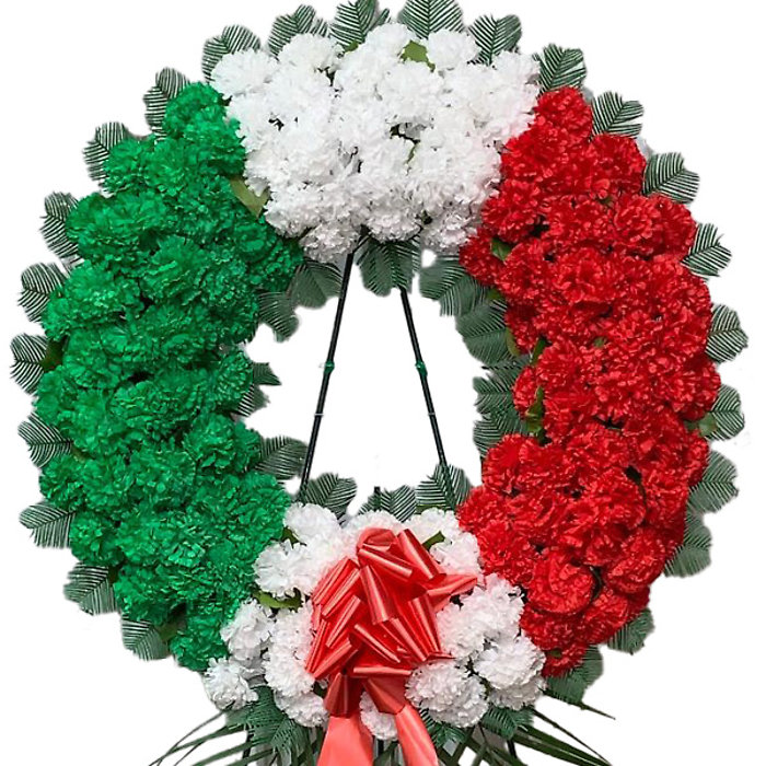 Artificial Green, White & Red Wreath