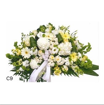All White Garden Casket Spray