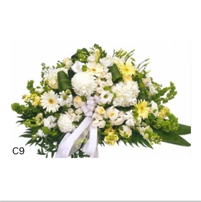 All White Garden Casket Spray