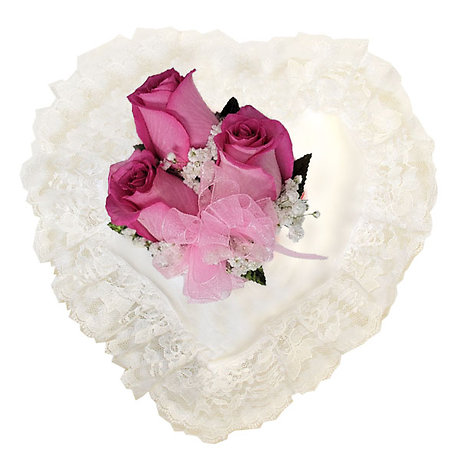 Satin Heart Pink Casket Pillow