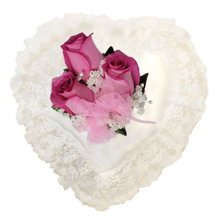 Satin Heart Pink Casket Pillow