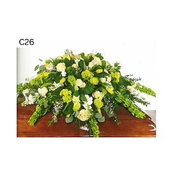Green and Yellow Casket Spray