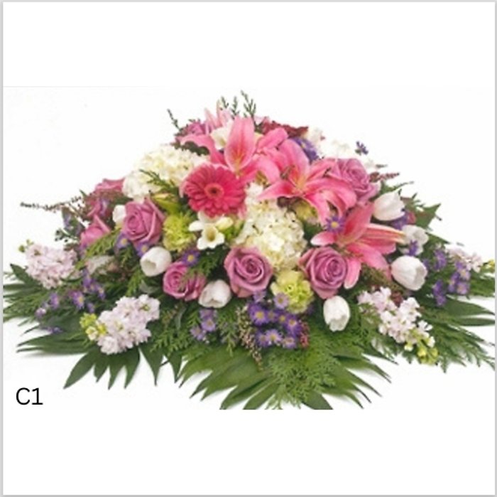 Pink and Purple Sympathy Casket Spray