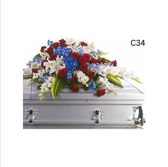 Red, White and Blue Mixed Casket Spray