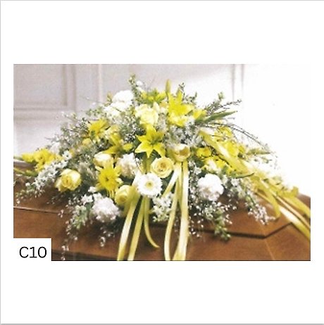 Yellow and White Casket Spray