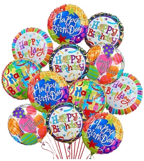 12 Birthday Mylar Balloons