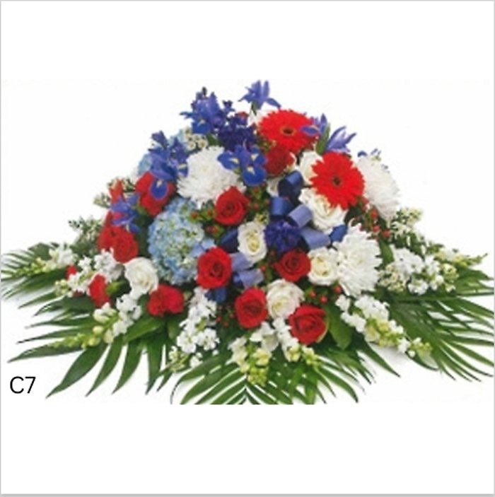 Iris, Rose and Hydrangea Casket Spray