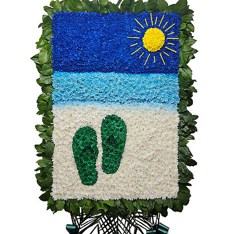 Green Flip Flops On Beach