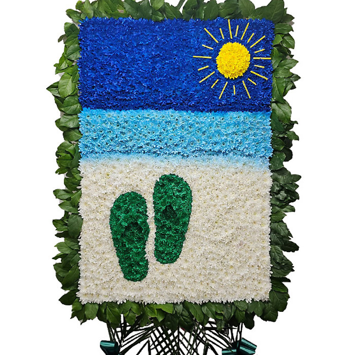 Green Flip Flops On Beach