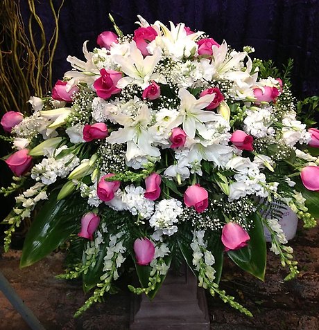 Fuchsia and White Casket Cover