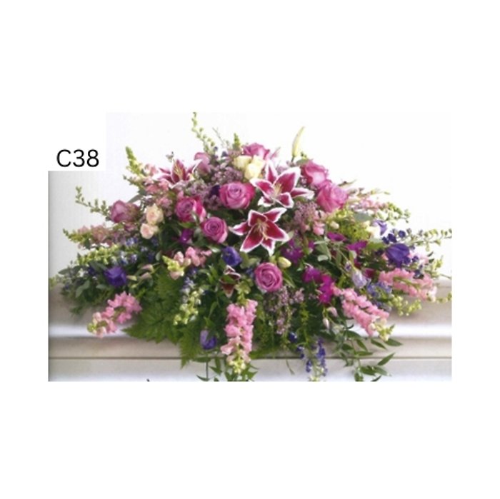 Pretty Pink and Fuchsia Mix Casket Spray