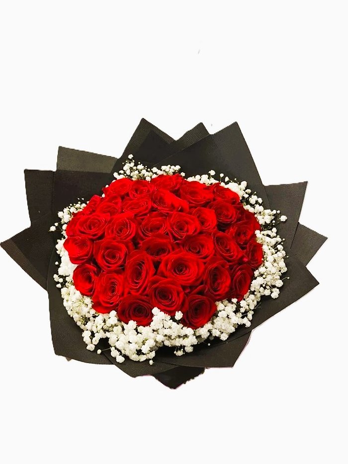 3-Dz Red Roses Wrapped Bouquet