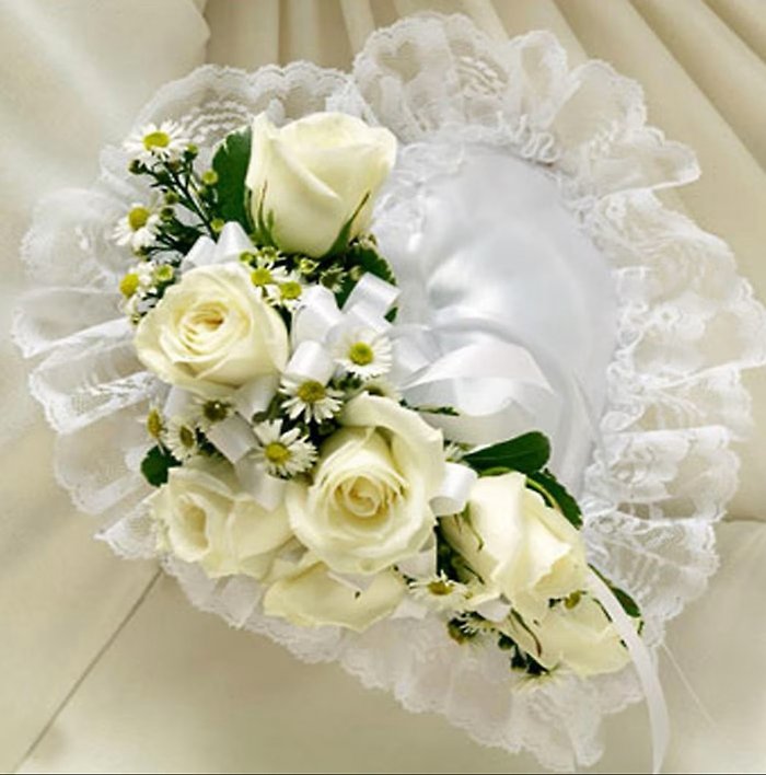 All White Casket Heart Pillow